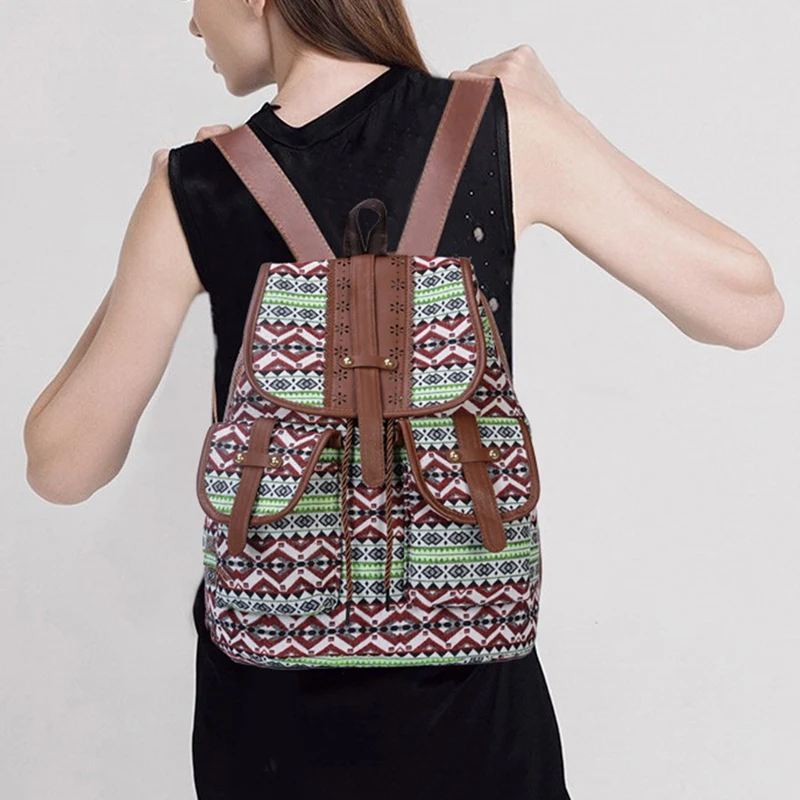 Fashionable New Ladies Backpack Canvas Printing Casual Student Travel Bag Small | Багаж и сумки