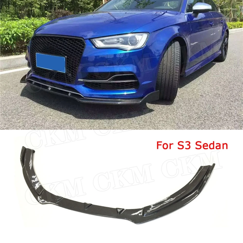 For S3 Sedan Для Audi A3 Sline S3 Седан 4 двери передний спойлер для губ карбоновое волокно головка бампер Лопата автомобильный Стайлинг - Цвет: For S3 Sedan