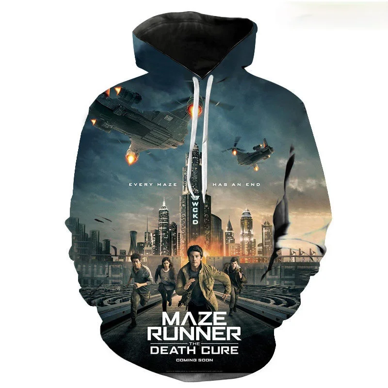 

2021 толстовки с изображением бегущих в лабиринте для мужчин и женщин, Детские повседневные свитшоты, детские толстовки с 3D-принтом из фильма ...