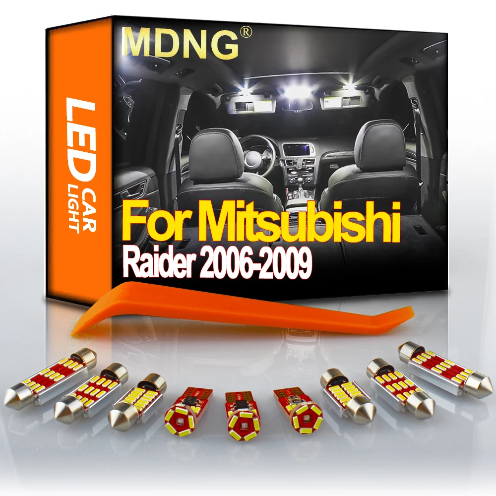

MDNG 14 шт. Canbus для Mitsubishi Raider 2006 2007 2008 2009 Автомобильный светодиодный Интерьер Карта Купол багажник номерной знак комплект освещения автомобисв...
