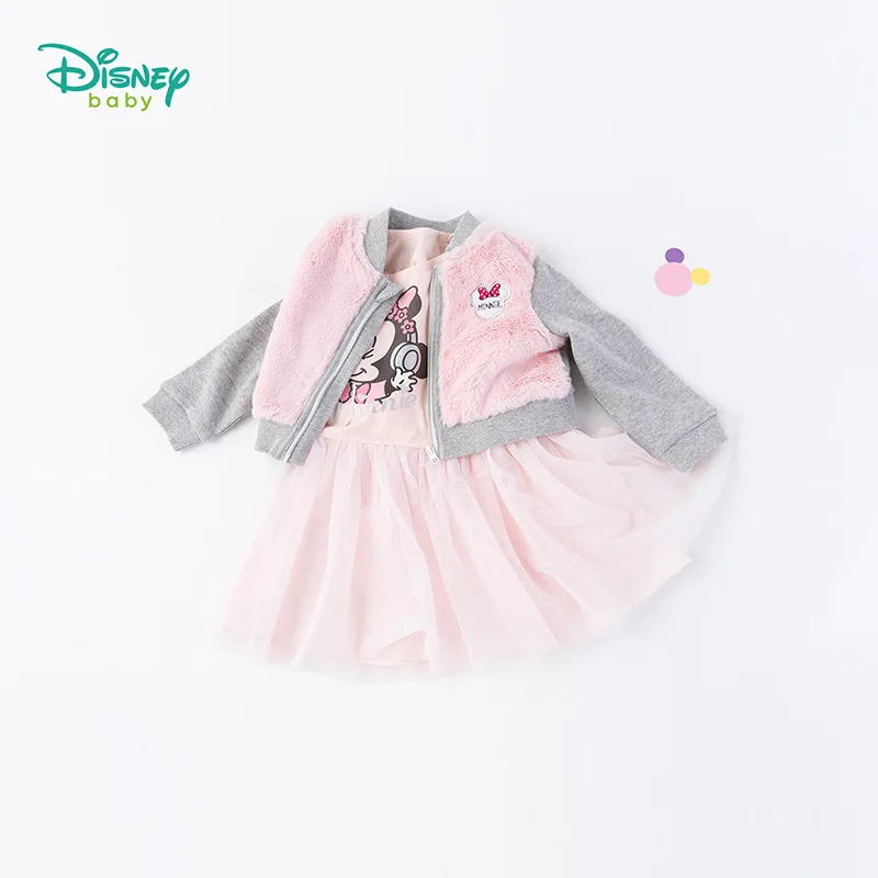 

Disney Children Vest Dress Girl Suit Gauze Splicing Dress Spring Autumn Skin Friendly Ventilation Lovely Mickey Dress for Girls