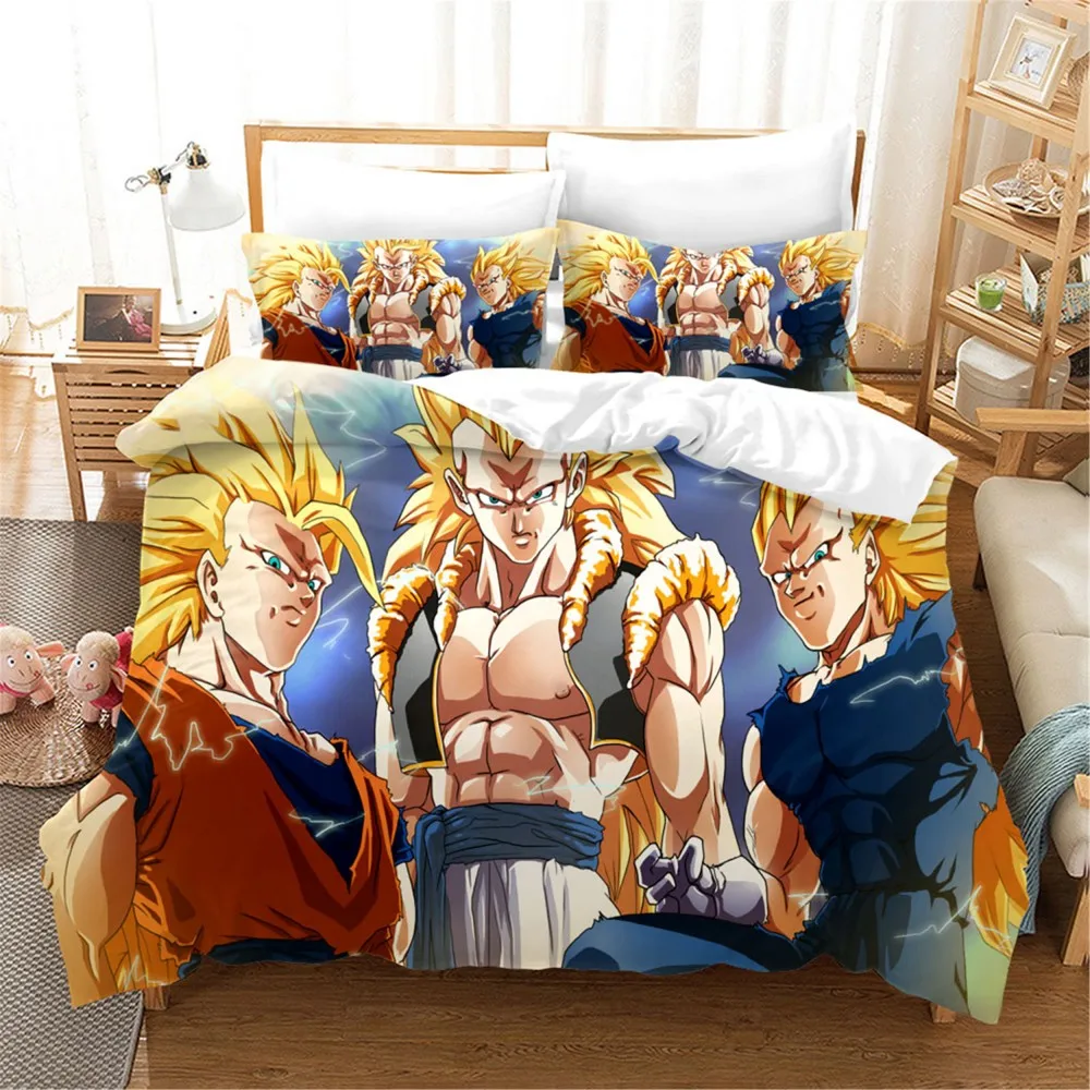 Color-1 Мультфильм Dragon Ball 3D комплект из одеяла с принтом для мальчика, Комплект постельного белья queen King домашнее пуховое одеяло крышка наволочками, Комплект постельного белья для очень больших и постельное белье с аниме комплект 2/3 предмета в комплекте - Цвет: Color-1