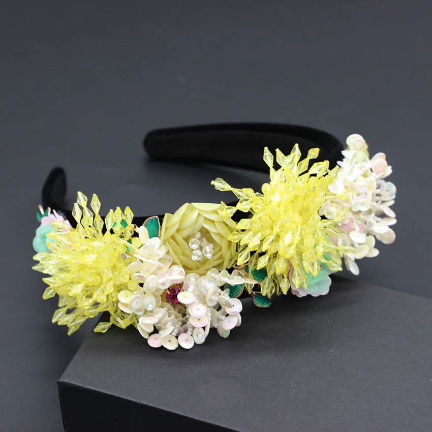 Fashion ball wild headband New European and American fashion temperament crystal flower personality exaggerated 782 | Украшения и