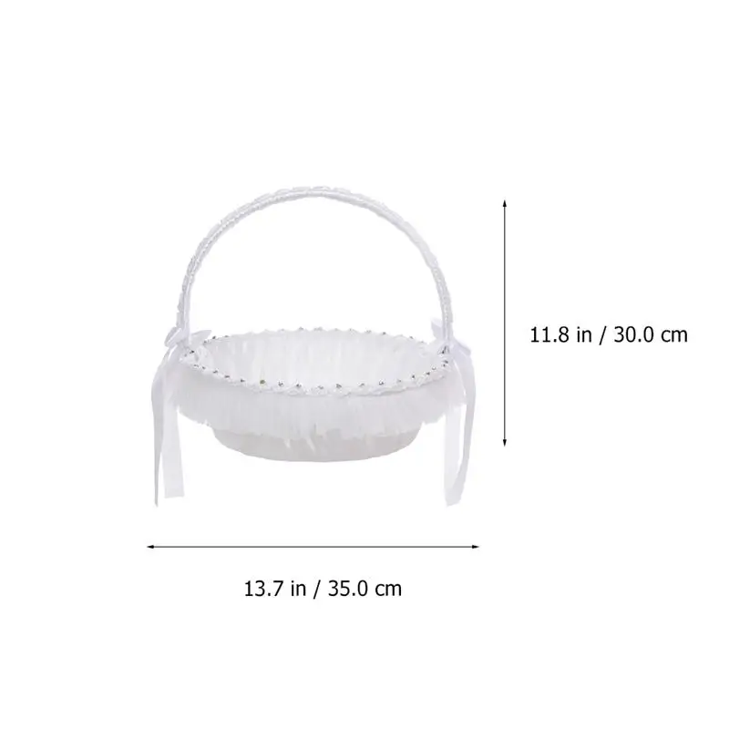 

1Pc Wedding Flower Basket Lace Hand-held Basket Flower Children Basket