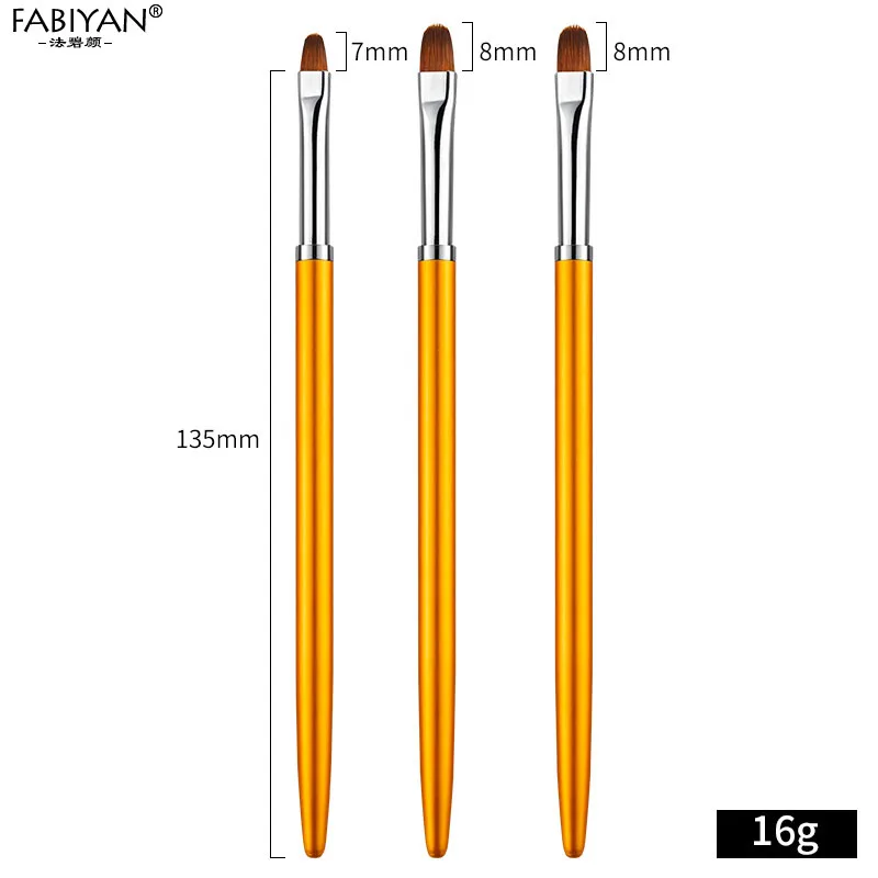 Metal Gold 3pcs Дерево Круглый строитель расширение блеск блесток 7 Размер Дизайн ногтей кисть для рисования ручка УФ гель лак акриловый маникюрный набор дизайн - Цвет: Metal Gold 3pcs