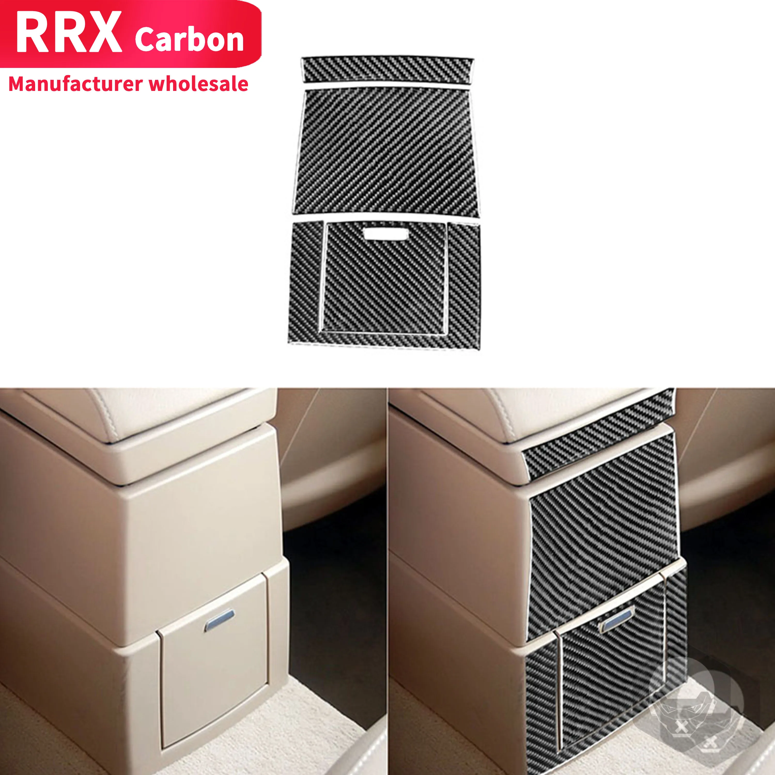 

Carbon Fiber Stickers For BMW X3 E83 2004-2010 Rear Storage Box Panel Cover Trim Car Decoration Protection Accessories Black