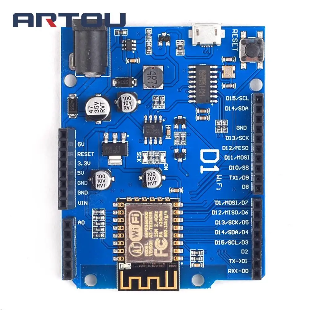ESP-12F 12E WeMos D1 WiFi UNO на основе ESP8266 щит для Arduino R3 макетная плата совместимый с IDE |