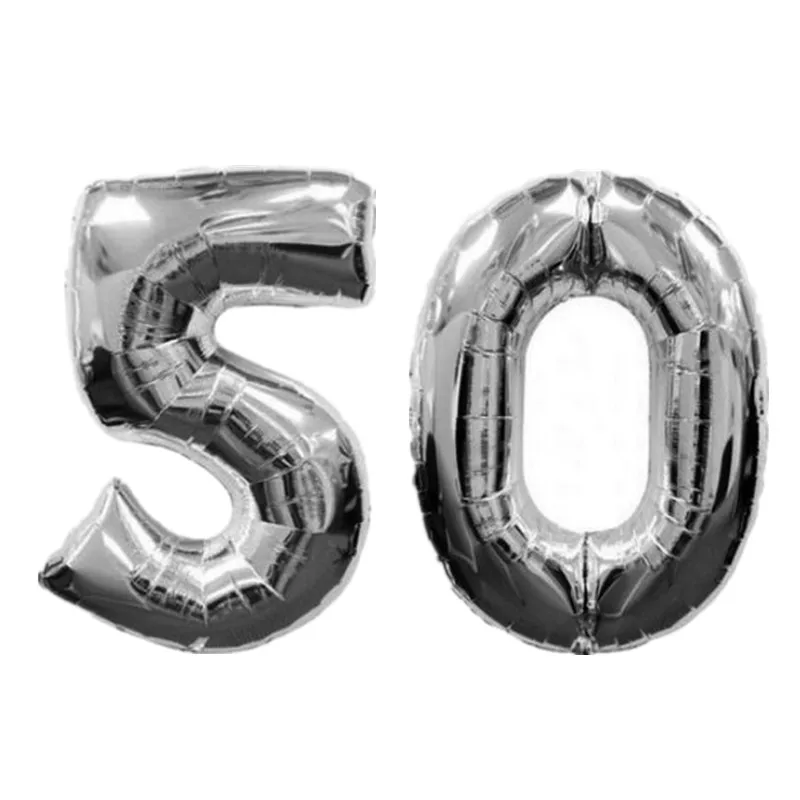 40 дюймов 32 дюйма Золотое серебряное число воздушные шары из фольги 10 20 30 50 60 70 80 90