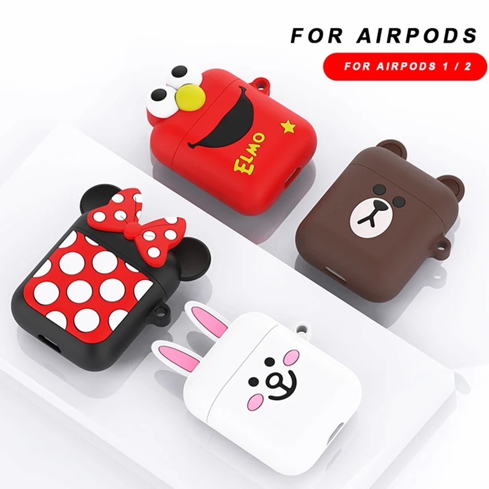 Чехол для наушников Airpods 2 чехол силиконовый с милым медведем в виде бутылки Apple Air