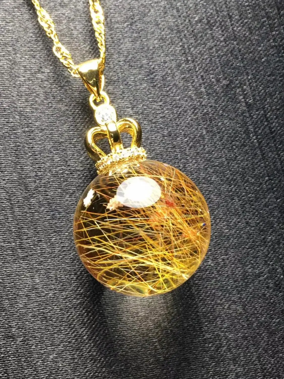 Натуральный Золотой рутилированный кварцевый кулон 19 мм шариковая форма для