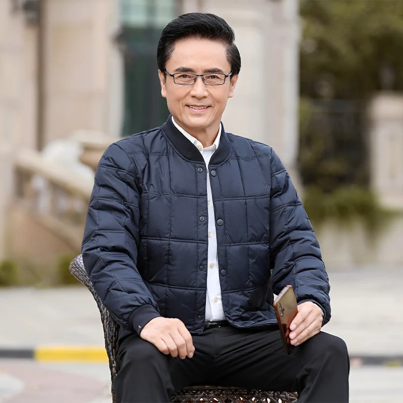 

Новинка Осень-зима тонкий пуховик мужской короткий воротник-стойка Тонкий пуховик большого размера для мужчин среднего и молодого возраст...