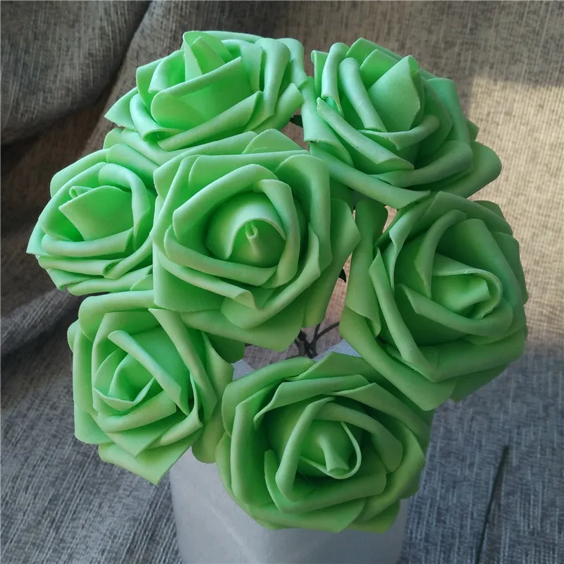 Green 100 шт, диаметр 8 см, искусственные цветы для украшения, настоящие на ощупь, искусственные розы, цветы для свадебного букета - Цвет: Green