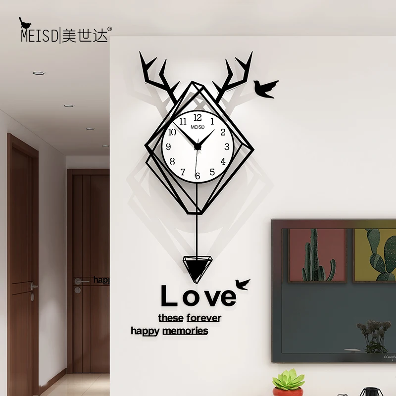 Креативные акриловые настенные часы с большим маятником бесшумные декоративные