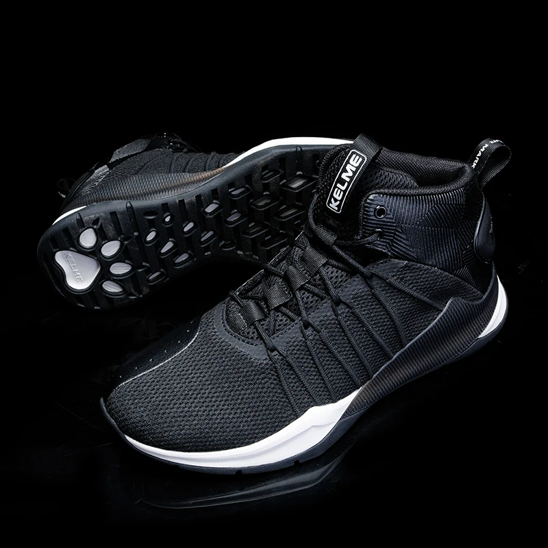 Бренд KELME баскетбольные кроссовки мужские высокие черные АМОРТИЗИРУЮЩИЕ