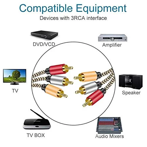 Кабель для вентиляции 3RCA Для 3 RCA аудио мужского видео позолоченный AV-кабель STB DVD