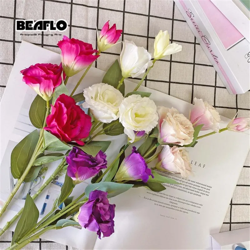 Искусственные шелковые цветы Eustoma 65 см 4 головки градиентные Цветочные