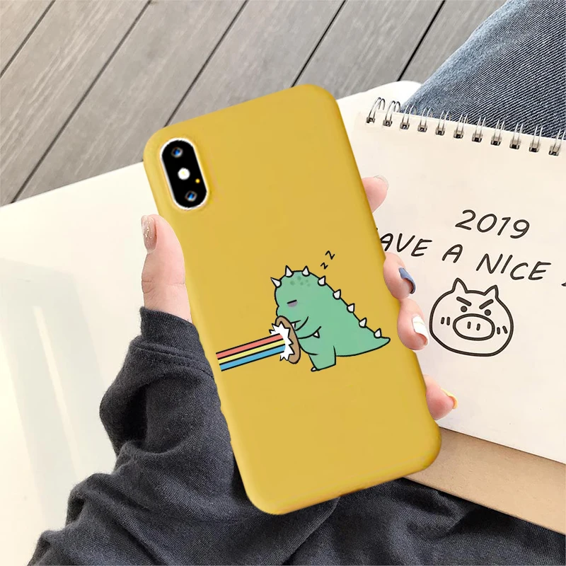 cute japan cartoon dinosaur candy colored silicone soft shell phone case for iphone 11 pro xs max x xr 7 8 6 6s plus phone cover free global shipping