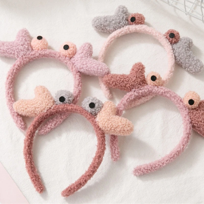 Пушистый олень искусственная плюшевая повязка для волос с мультяшными оленьими