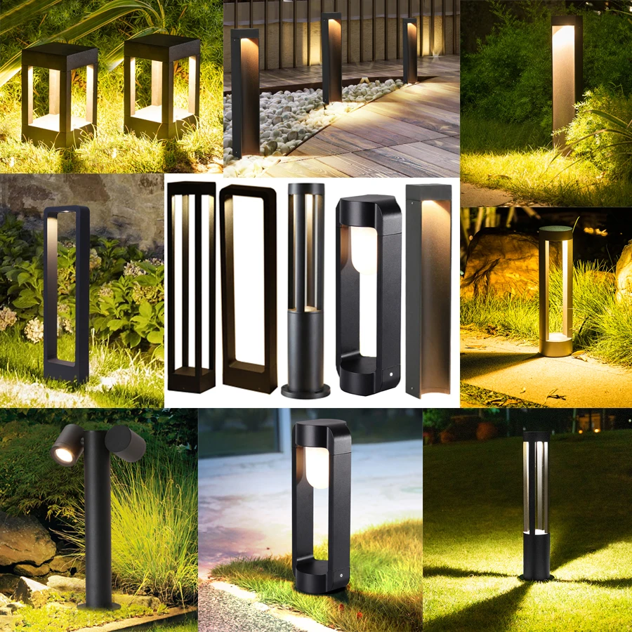 

40/60CM LED Garden Pillar Light Outdoor Villa Park Stand Post Lawn Light Patio Fence Courtyard Landscape Pathway Bollard Lights