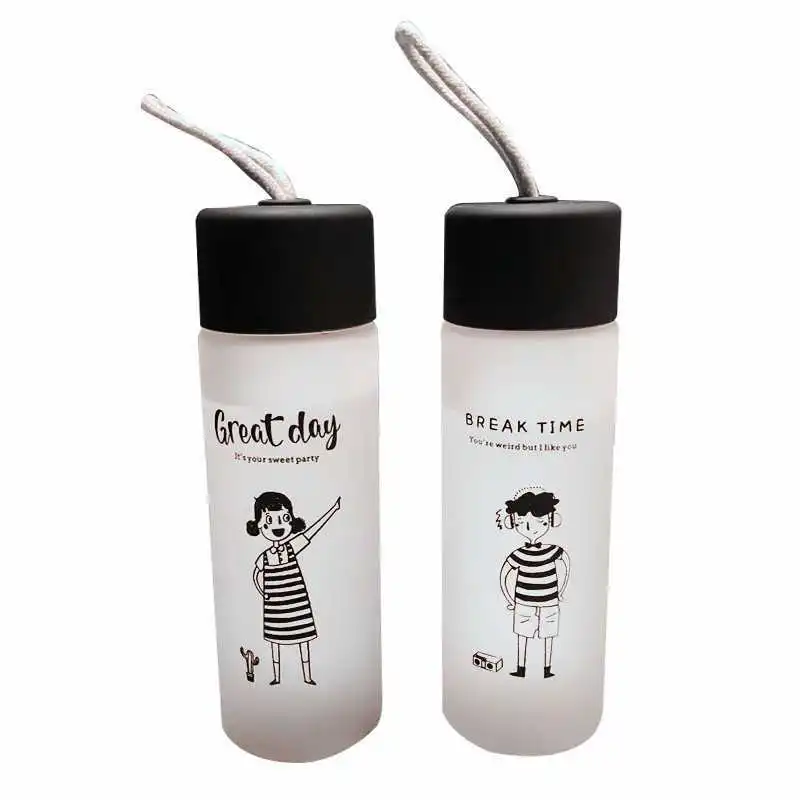 

Lovely Korean frosted water bottle couple plastic cup male and female students a pair of milk tea Yuansu household tea cup water