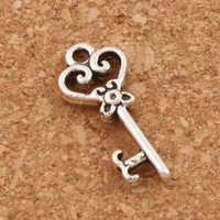 flower heart key charm beads 9x21 mm 200pcs zinc alloy pendants jewelry diy fit bracelets necklace earrings l879