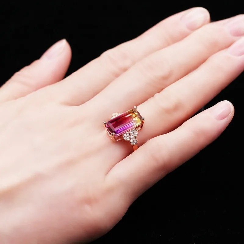 Украшение в виде цветка модное Ювелирное кольцо прямоугольное женское розовое