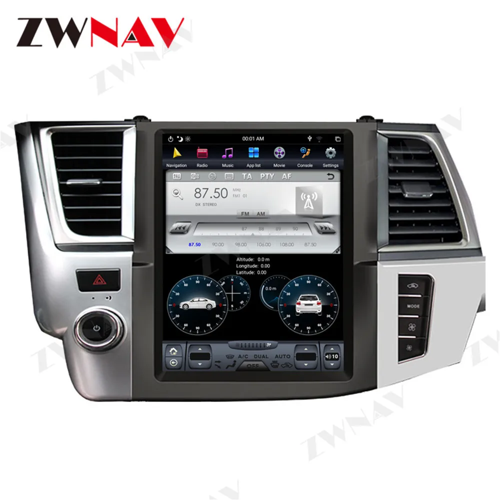 

Tesla Style Big Screen Android 9.0 Car Multimedia Player For Toyota highlander 2014-2018 car GPS Audio Radio stereo BT head unit