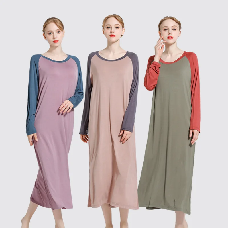 Женская ночная рубашка в стиле пэчворк летняя и весенняя пижама с длинным