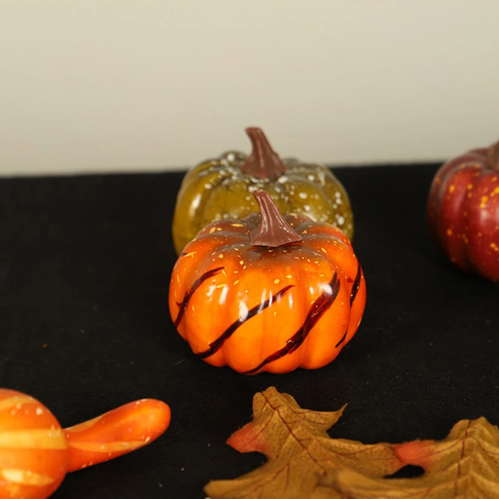 Artificial Pumpkins With Artificial Maple Leaves Autumn Color Series Desktop Decoration For Halloween Thanksgiving