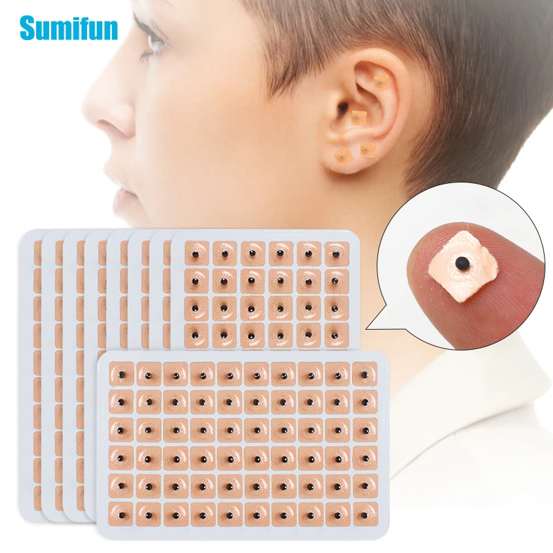 

60/240/480/600pcs Ears Massage Stickers Health Care Ear Point Press Magnets Plated Seeds Needle Patch Auricular Therapy Patch