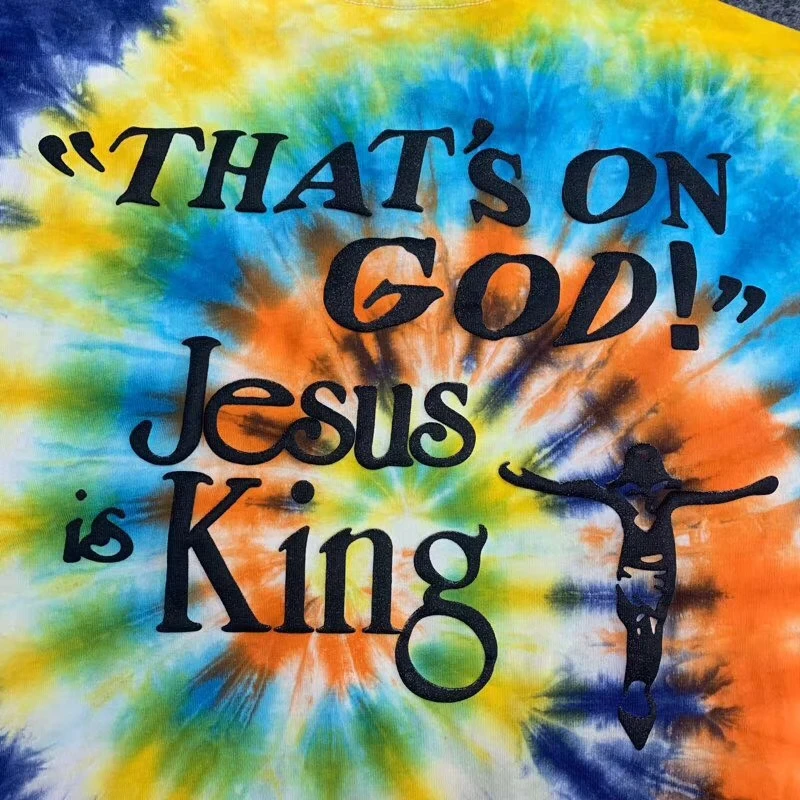 

2020ss Tie dye 3D Printing Jesus Is King TRUST GOD T Shirt Men Women Best-quality Kanye West Tees Jesus is King T-Shirts
