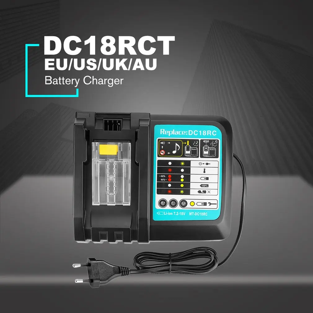 

14.4-18V Lithium Li-Ion Universal Rechargeable Battery Charger Power Tool For Makita DC18RCT Charging Station