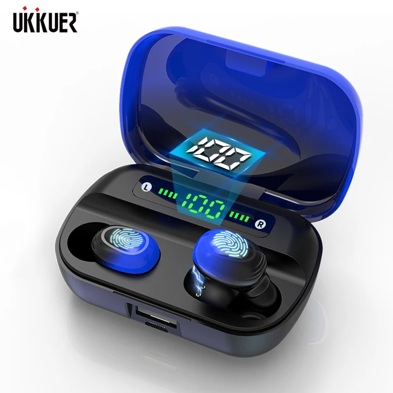 TWS 5 0 сенсорные Bluetooth наушники с отпечатком пальца HD стерео Спортивные