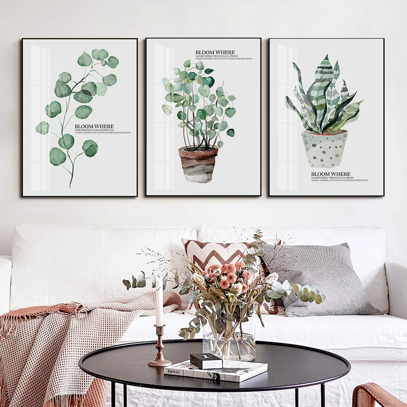 Спрей цвет тропических растений листья скандинавские в горшке зеленый лист