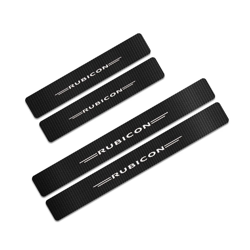 For Rubicon 4 шт., Накладка на порог автомобиля, углеродная наклейка для Jeep Renegade Wrangler JK TJ Rubicon Cherokee, патриот, Трейл, ястреб, аксессуары для компаса - Название цвета: For Rubicon