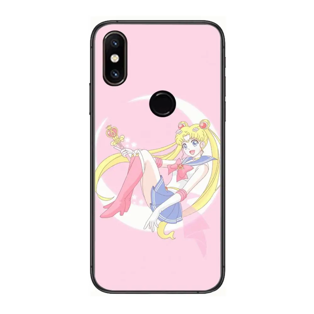 

Japanese Anime Sailor Moon Phone Case For xiaomi M2 C3 X3 F2 Lite NFC 6 5 x Poco k30 Pro Anime Black Cover Silicone Back Prett