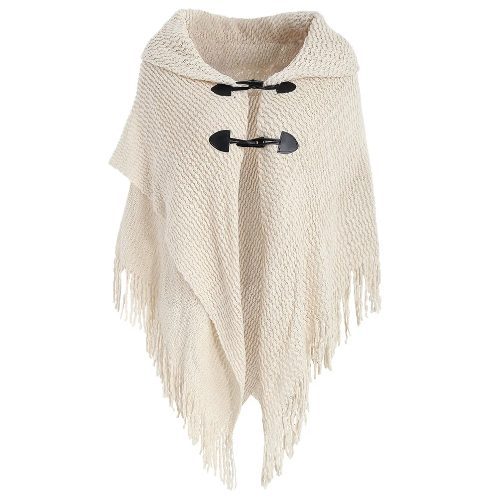 ROSEGAL новый вязаный на пуговицах пальто пончо с бахромой большой Размеры плащ