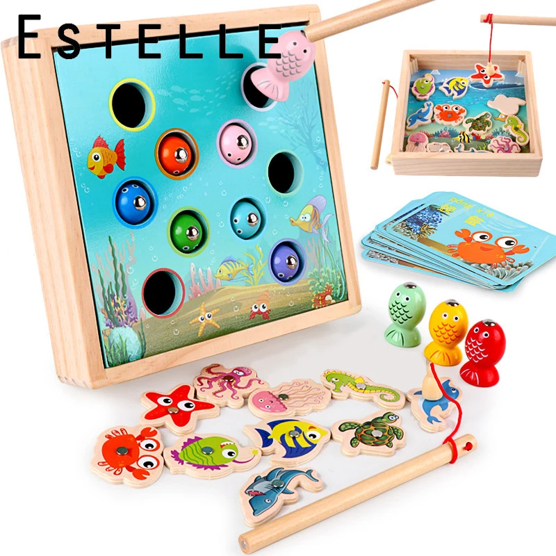 Детские деревянные игрушки магнитные игры рыболовная игрушка игра для детей 3D