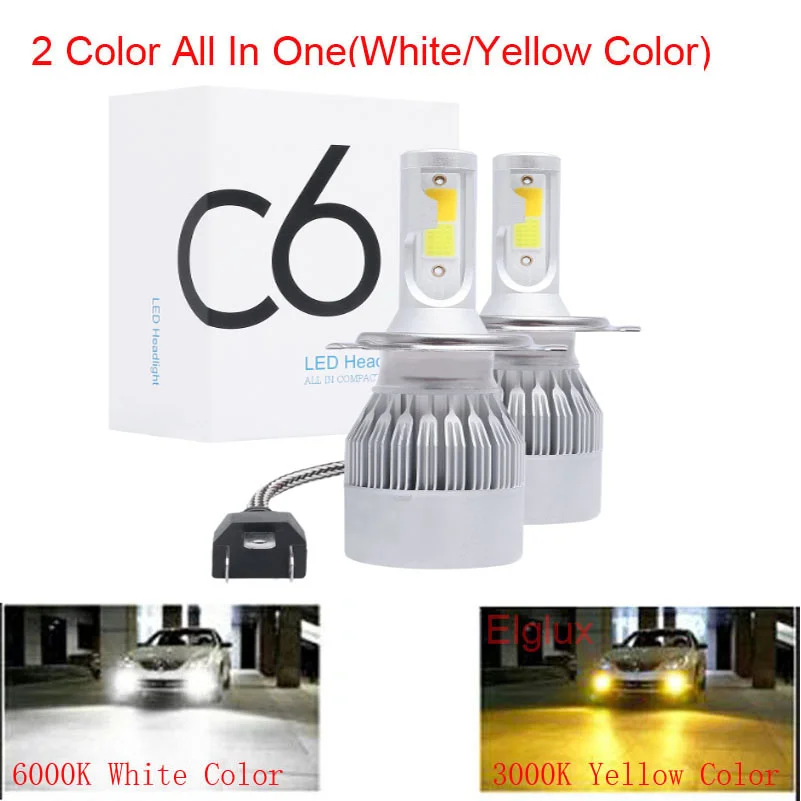 

2PCS H1 H3 H7 H8/H9/H11 9005 9006 Bulb 72W Headlights Auto Lamp LED Car Light 6000K White 12V Automobile Lamp Car Accessorie