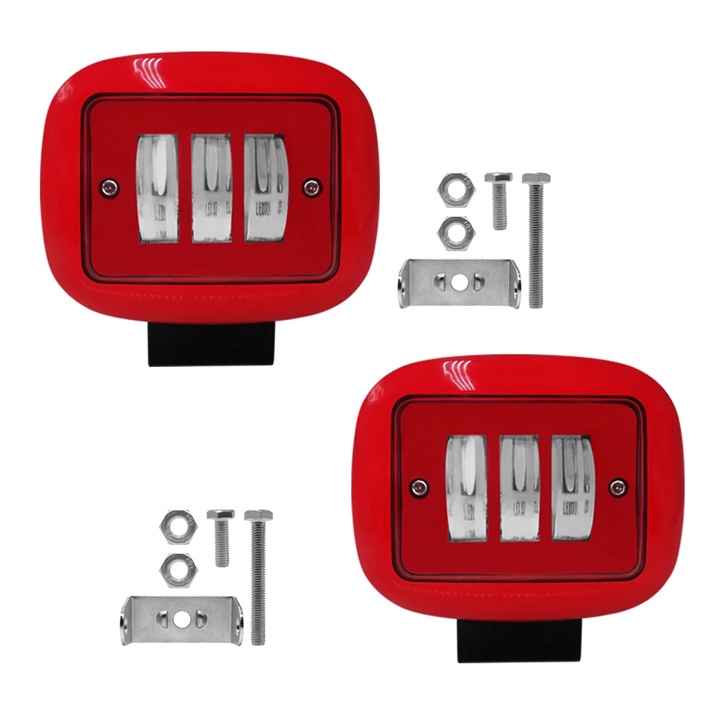 Square 2Pcs Круглый квадратный красный светодиодный светильник 12 В для автомобиля 4WD ATV SUV UTV Trucks 4x4 внедорожный мотоцикл Авто Рабочий светильник для вождения s светодиодный бар - Цвет: Square 2Pcs