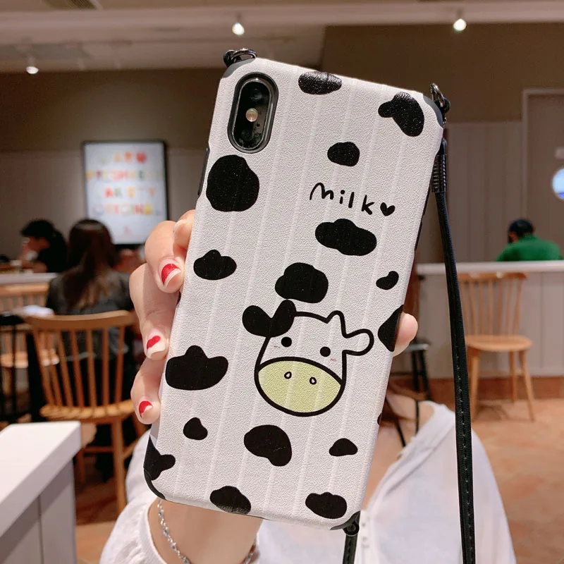 Style9-Cow Ремешок шнур цепь шейный ремешок чехол для переноски иллюстрация чехол для подвешивания для iPhone 11 Pro XS Max XR X 6 6S 7 8 Plus Мягкий ТПУ - Цвет: Style9-Cow