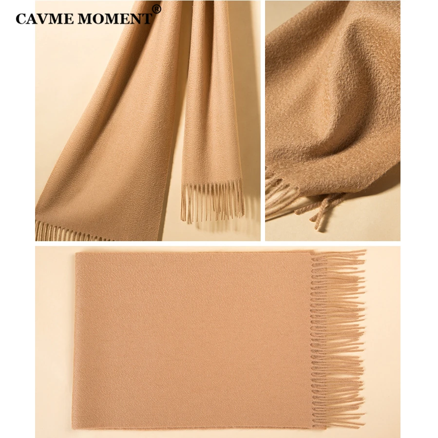 

CAVME CUSTOM Logo Pure Cashmere Scarf Unisex Basic Scaves Luxury Christmas Gift 100% Cashmere Wraps with Tassel 30*180cm