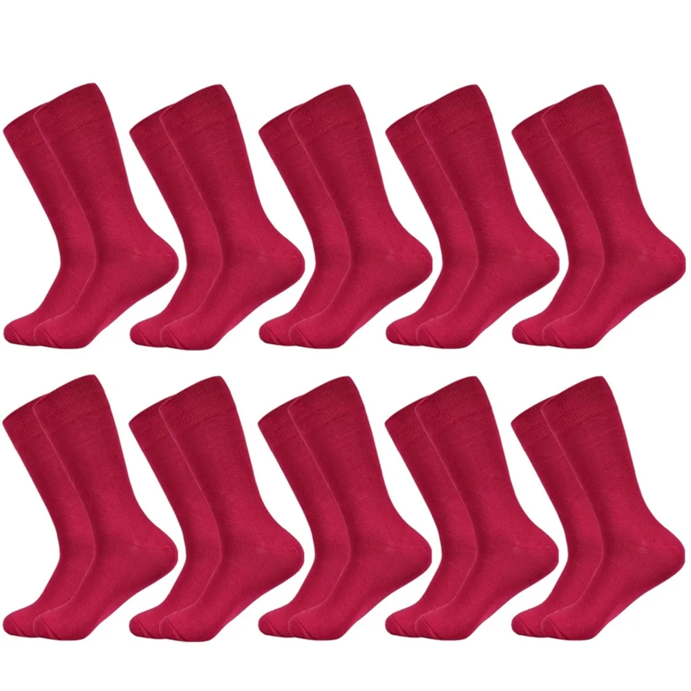 10 pairs socks-A20 Мужские носки, новинка, одноцветные хлопковые носки, черные, синие, красные, фиолетовые, желтые, зеленые носки, цветные, Полноразмерные, Классические мужские носки - Цвет: 10 pairs socks-A20