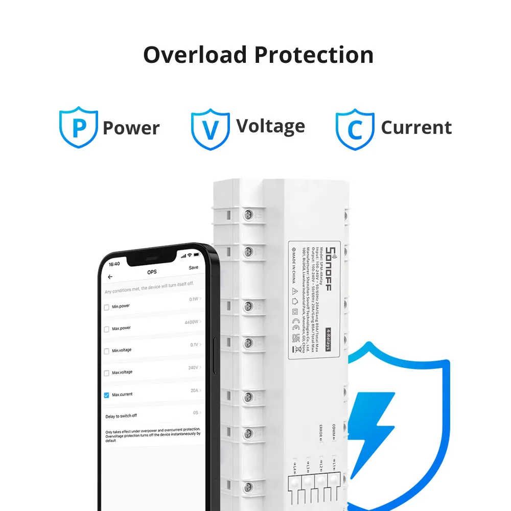 SONOFF SPM-Main/4Relay Штабелируемый измеритель мощности Wifi Интеллектуальная защита от