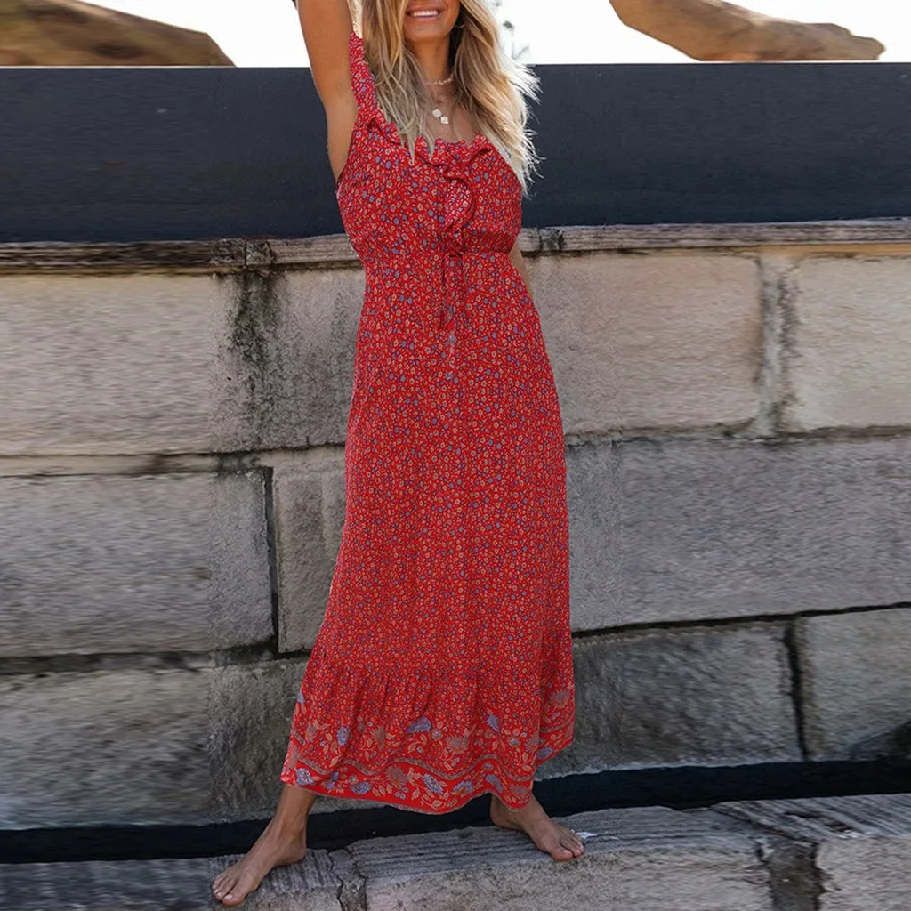 

KANCOOLD dress Women High Waist Floral Print Sleeveless Mini Dresses Ladies Casual Sling fashion new dress momen 2020APR14