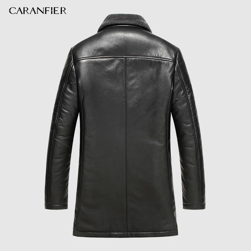 CARANFIER/Новинка года; Мужские Кожаные Куртки из натуральной овечьей шерсти с шерстяным воротником; Брендовые мужские пальто средней длины; DHL;