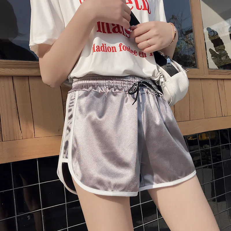 2020 летние женские шорты модные свободные с высокой талией и завязками спортивная