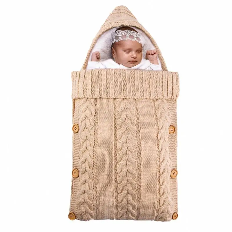 Newborn Warm Sleeping Bag Baby Boy Girl Knit Crochet Swaddle Wrap Swaddling Blanket Kids Bedding Winter Dropshipping | Мать и ребенок
