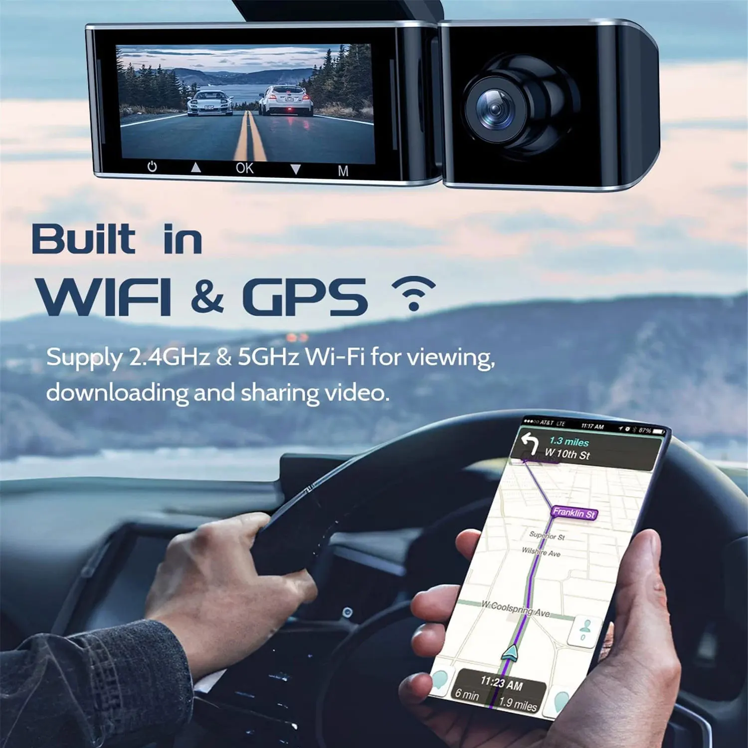 AZDOME Car DVR 3 Channel 4K +1080P Dash Cam Built-in WiFi GPS 2K+1080P+1080P Sony Sensor Infrared Night Vision Recorder Free 32G |