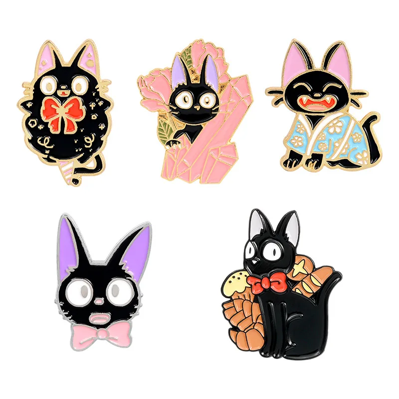 Служба доставки Kiki эмалированная булавка Kawaii Jiji Cat Брошь ghiали аниме фильм